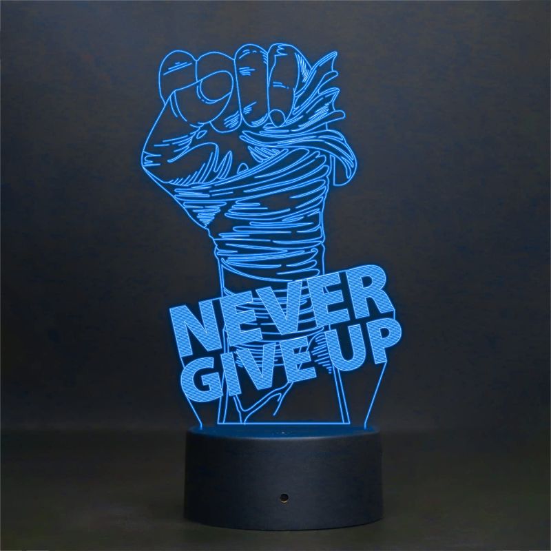 Never give up 3D led lamp with 7 Color Changing Light Home Decoration Night Light